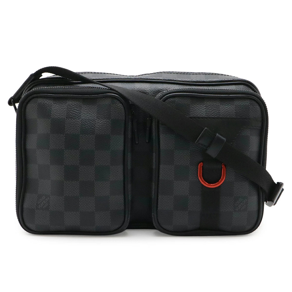 LOUIS VUITTON Damier Graphite Black Utility Messenger Shoulder Bag Crossbody
